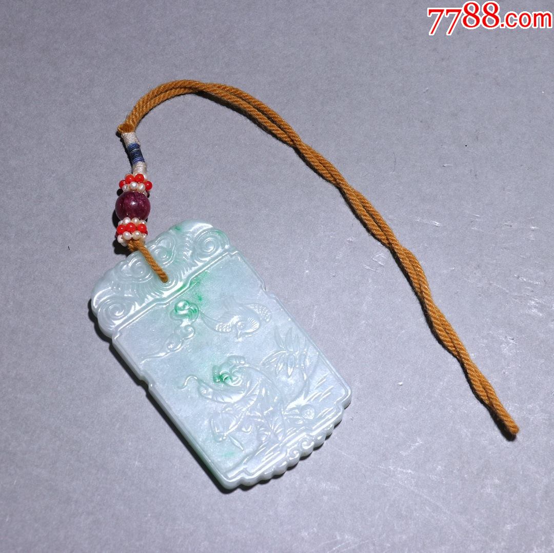 清代老翡翠婴戏图人物腰牌_翡翠/缅甸玉_第3张_7788铜器收藏