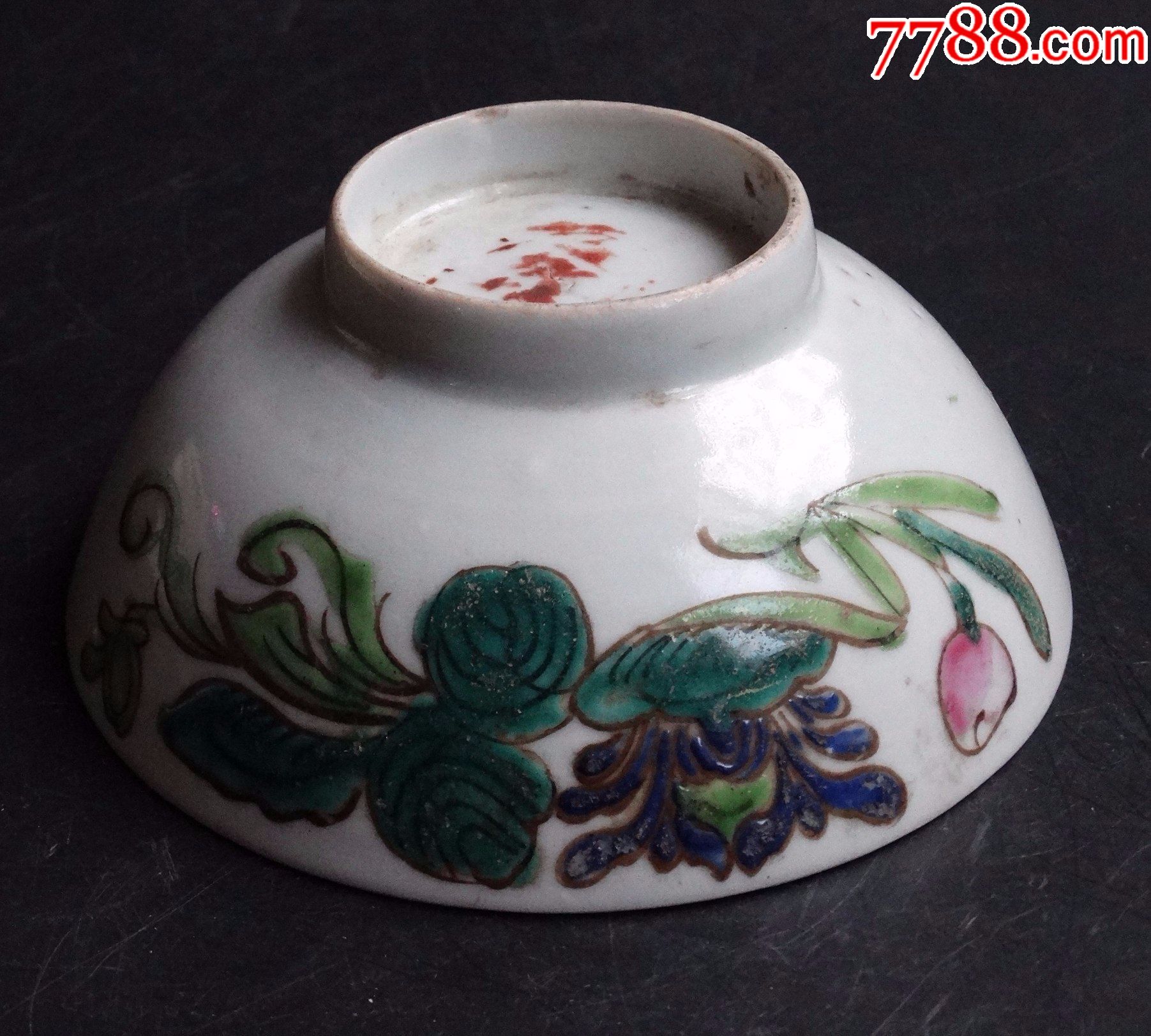 1018古玩古董瓷器收藏清代花卉纹彩纹中碗