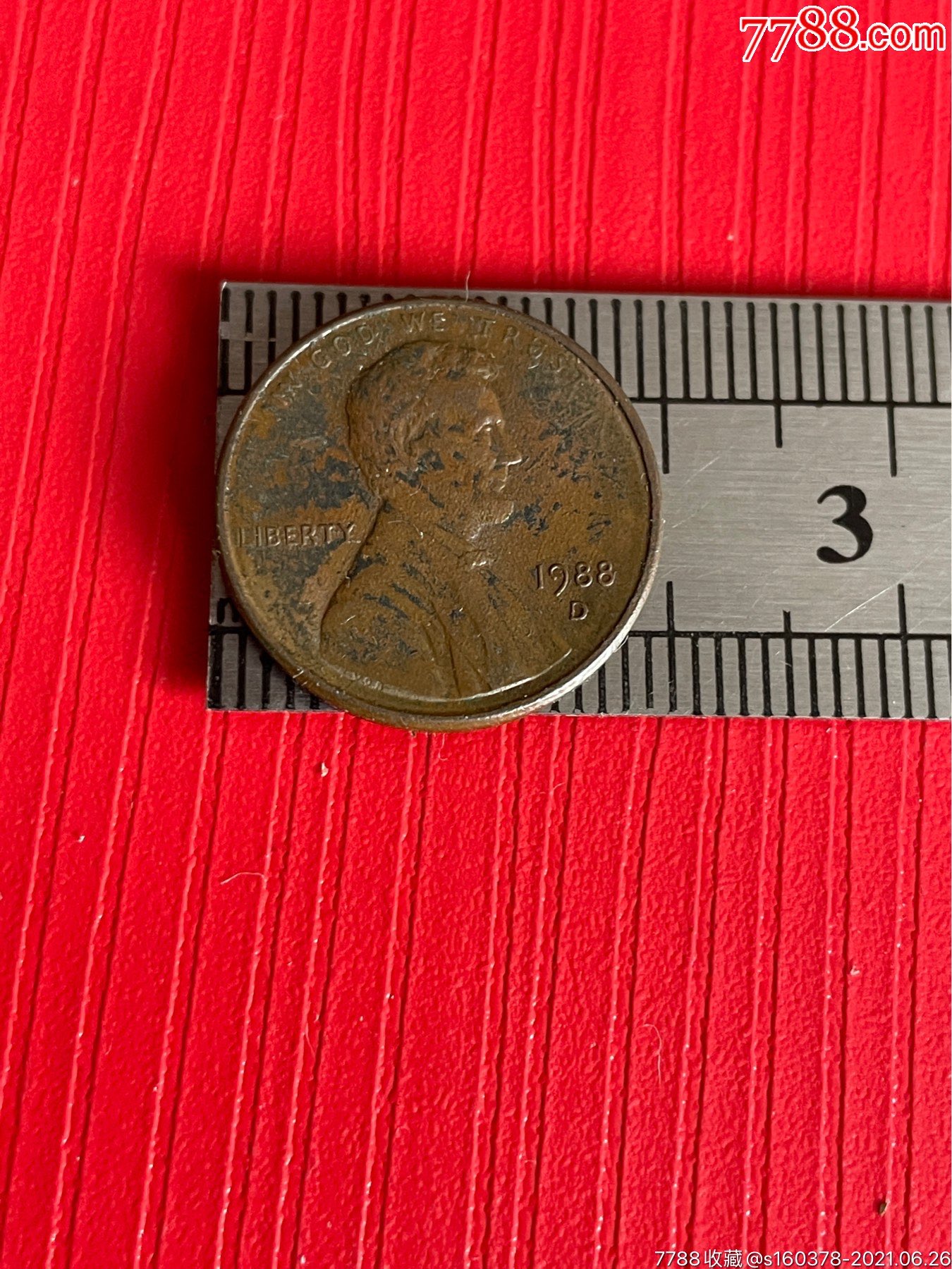 1988年美国1美分硬币外国硬币美国硬币林肯