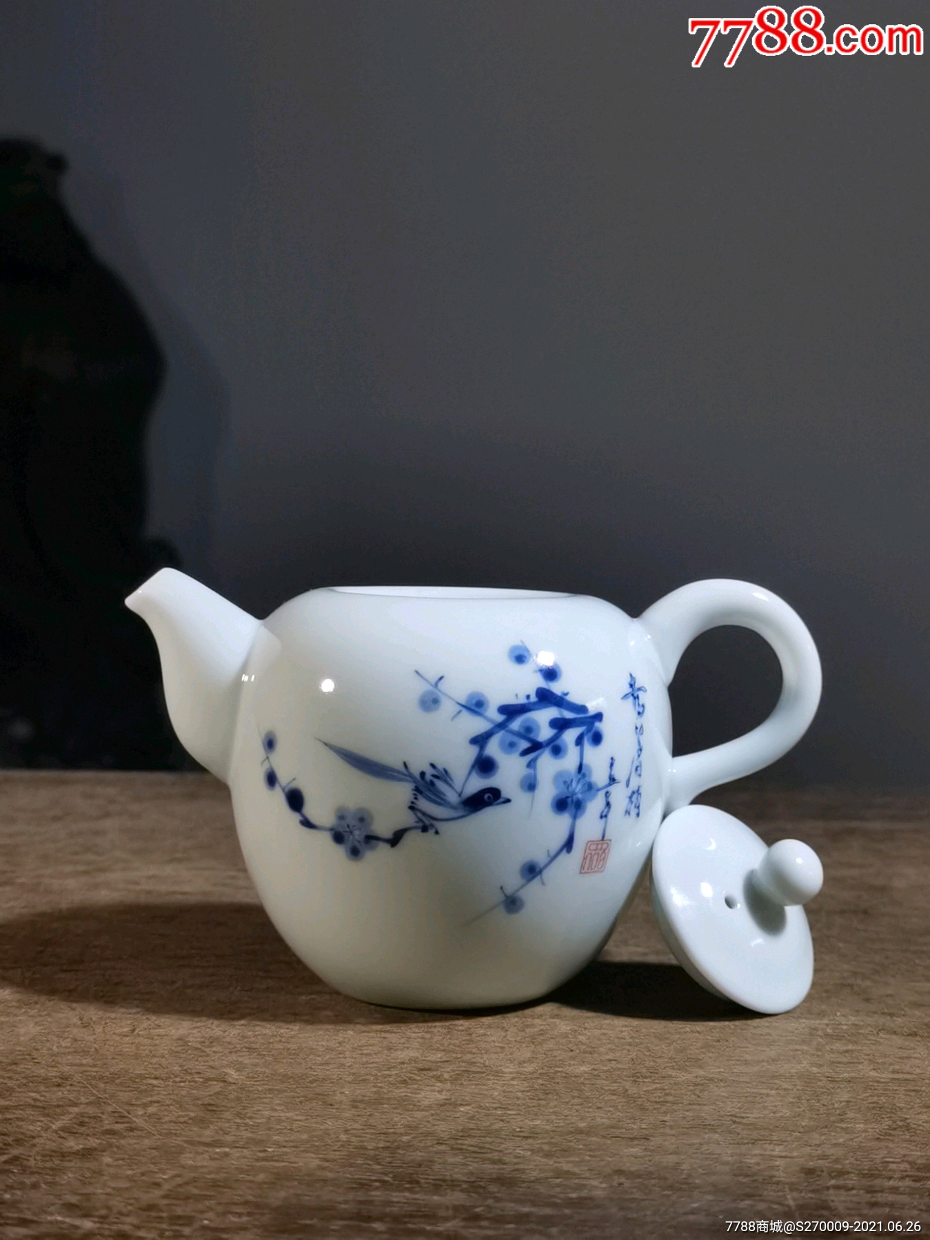 青花荷花茶壶_青花瓷_第6张_7788瓷器