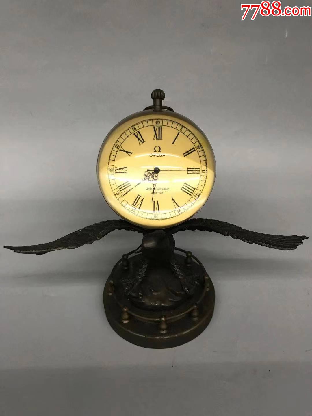 回流纯铜欧米茄水晶球鹰爪上链机械西洋座钟