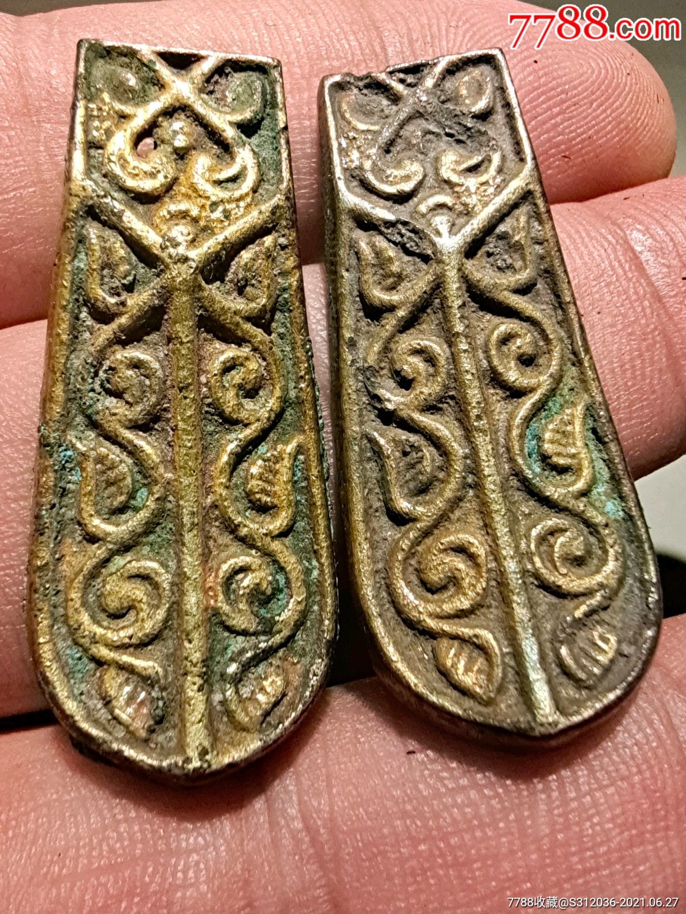 辽银鎏金蝉翼一对-价格:3000元-se81075911-其他银器-零售-7788收藏