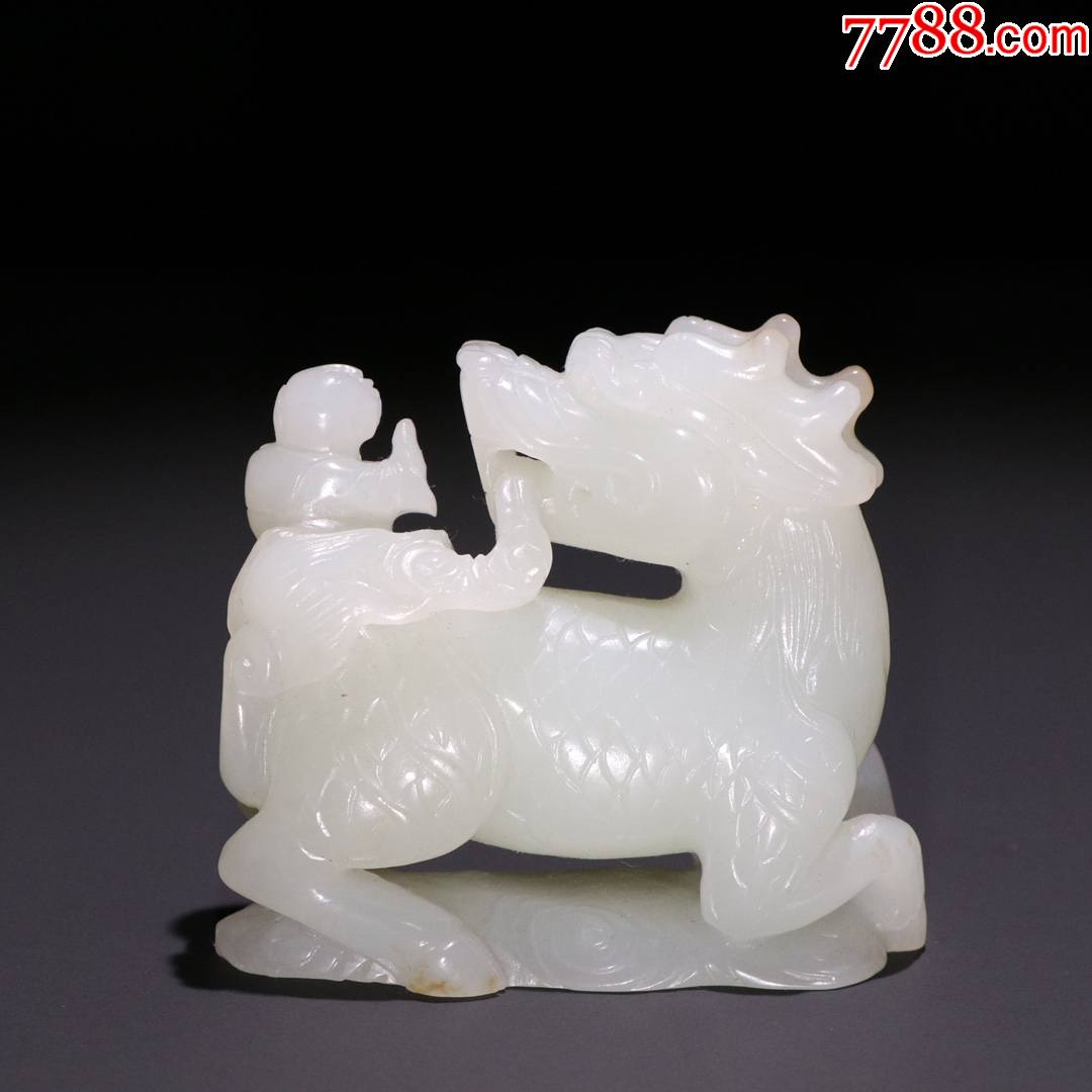 和田玉籽料麒麟送子雕件a19s32f