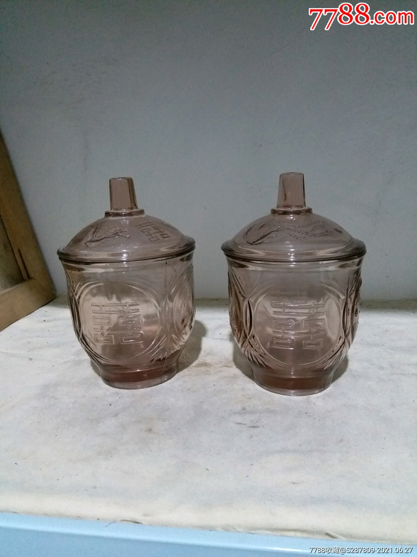 老琉璃糖罐一对