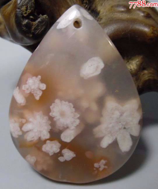 冰花玛瑙心形玉佩(h)