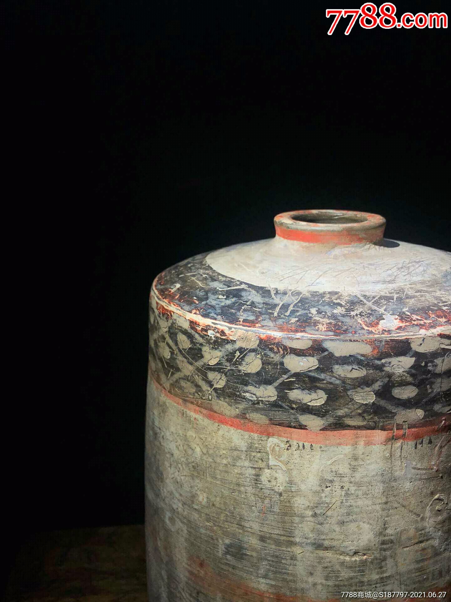 汉代彩绘茧形陶罐价格图片