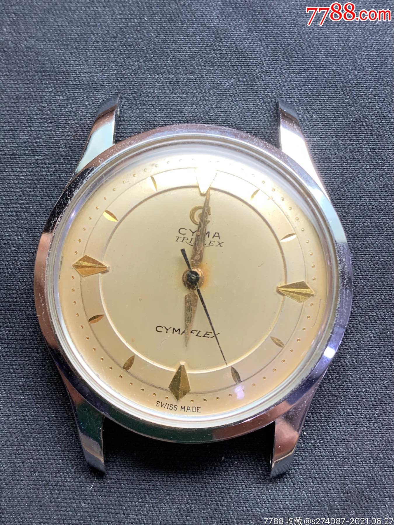 西马cyma手动机械男装表33mm表径品相看图不走时配件出没把头宝石