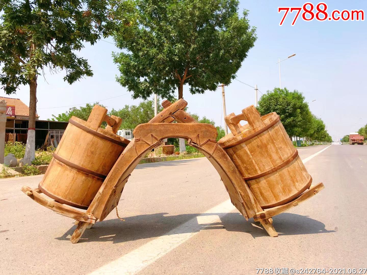 民俗精品以前马邦驮酒用的马驮或是骆驼用的驮架榆木酒桶柏木全品相
