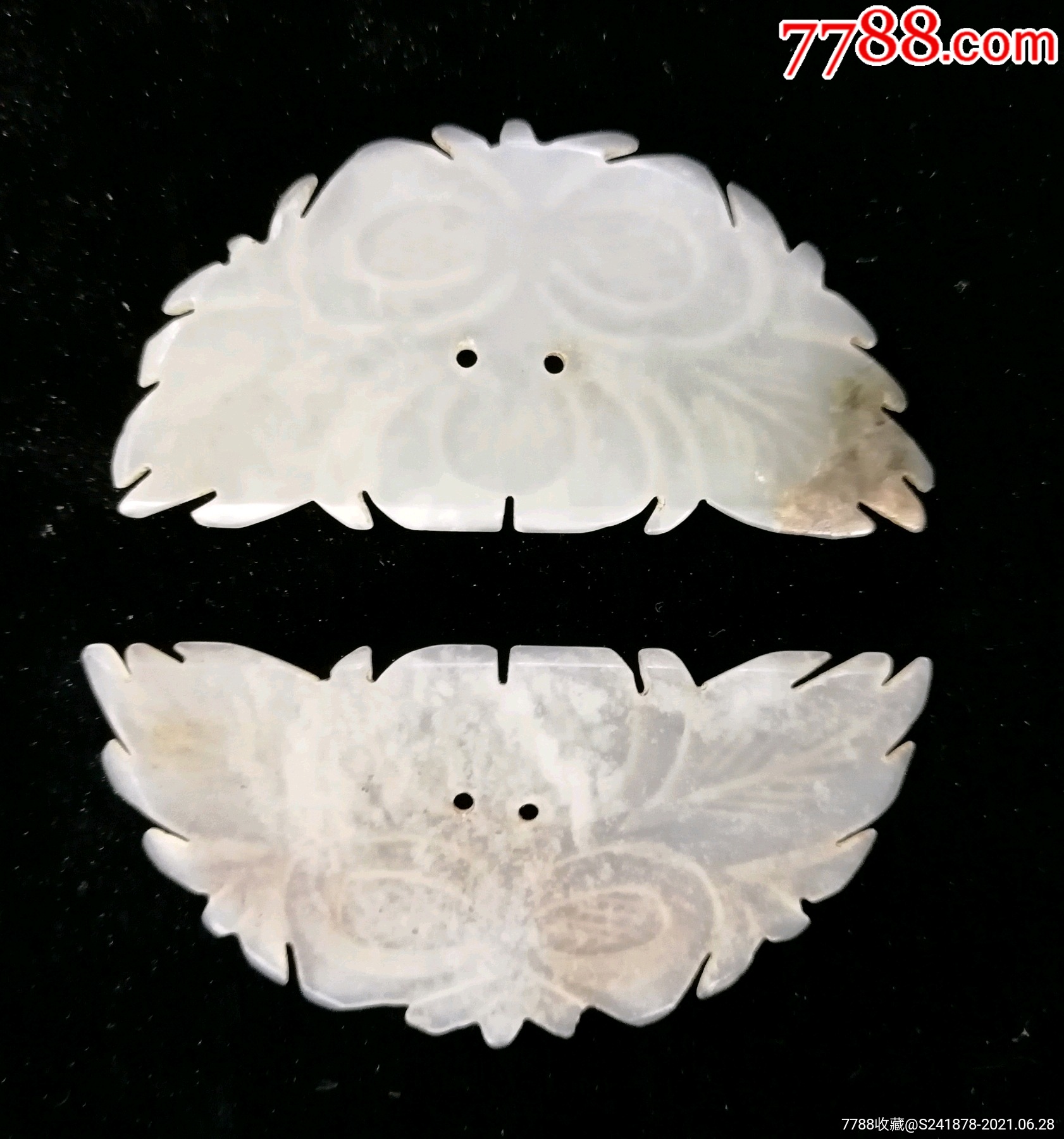 清代老帽花玉一对儿