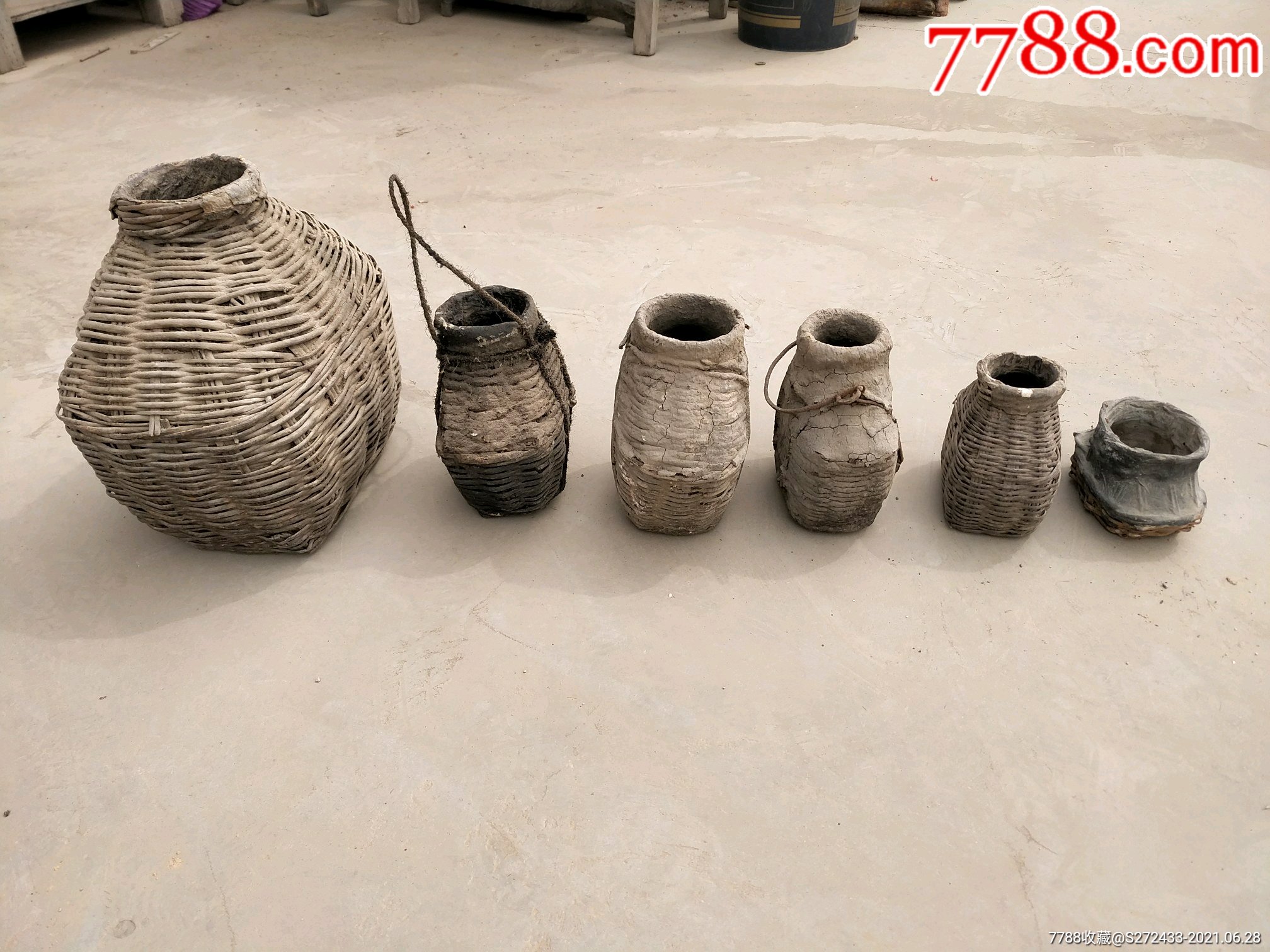 六个民俗老油篓,品相完好,通走惠价!