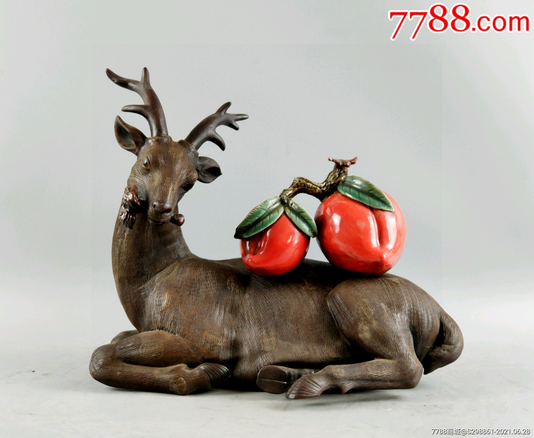 紫砂挂釉事事如意吉祥鹿造形别致品相完美寓意极好送礼摆设佳品