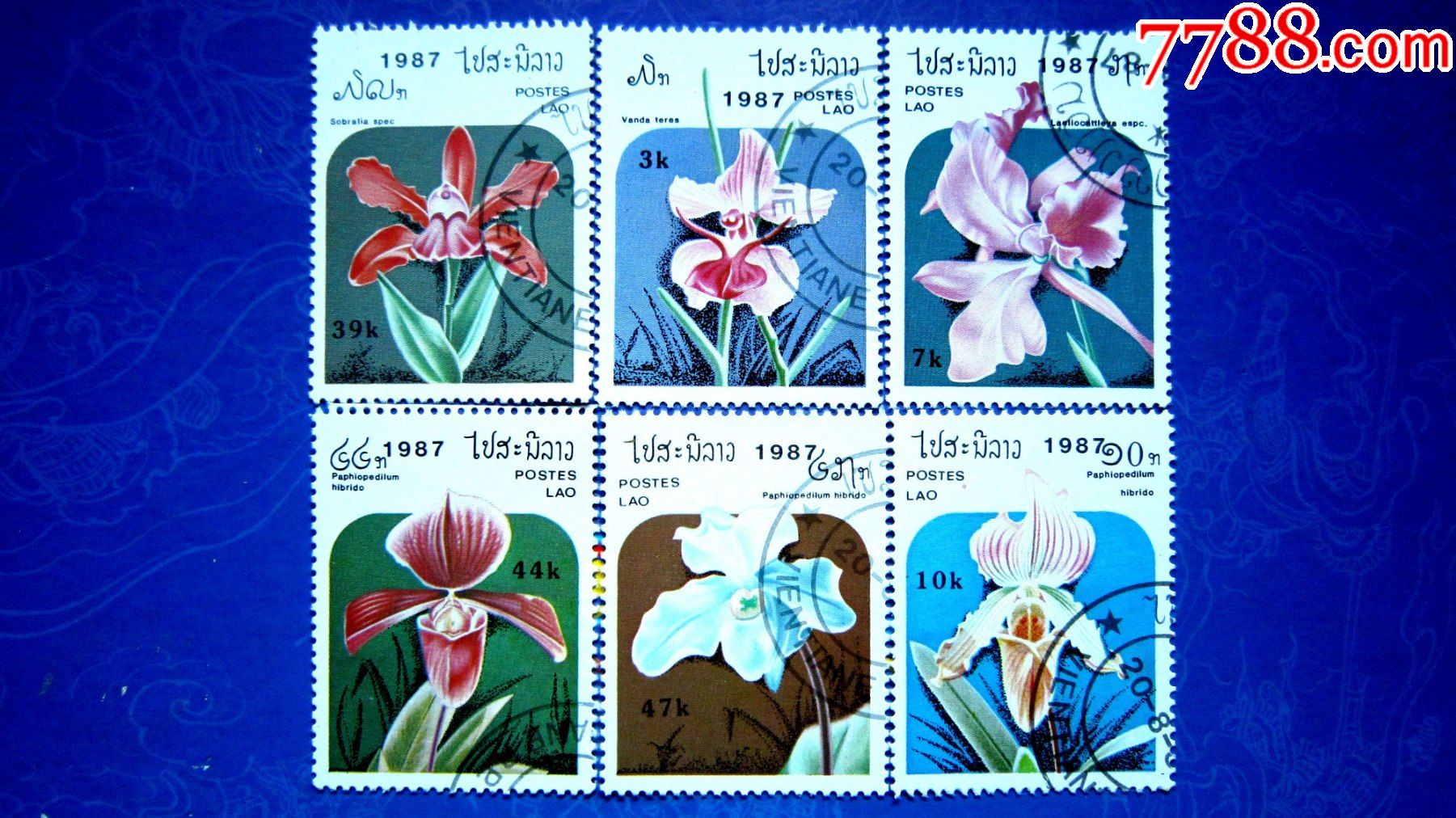 老挝87年【花卉】盖销票6全_亚洲邮票【品趣雅藏】_第1张_7788铜器