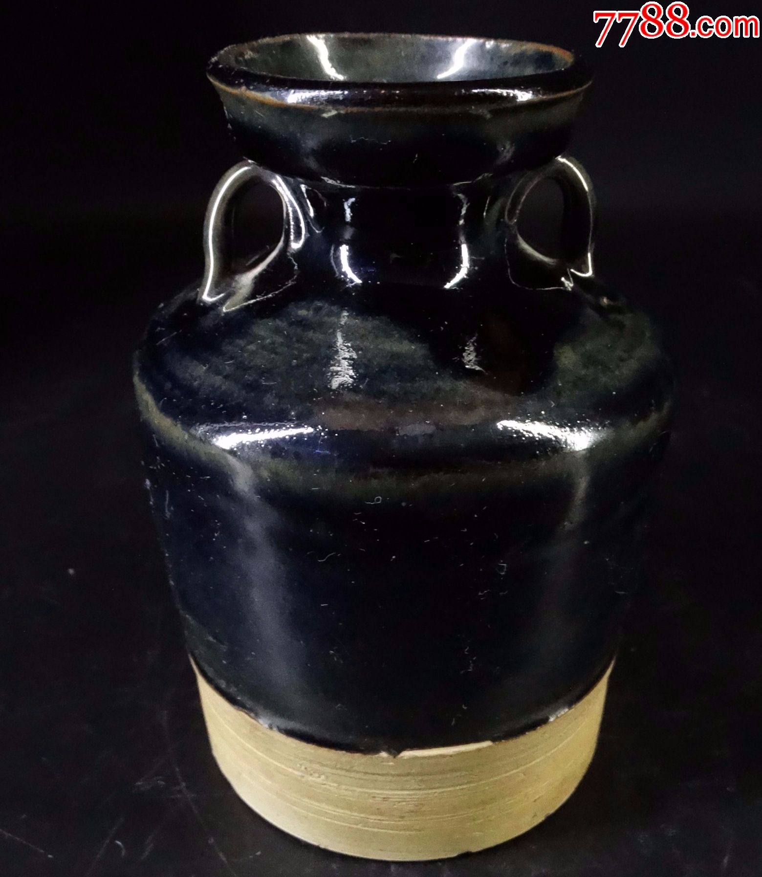 53#古玩古董民国瓶碗盘老货真品收藏包真包老包退清代黑釉双耳壶