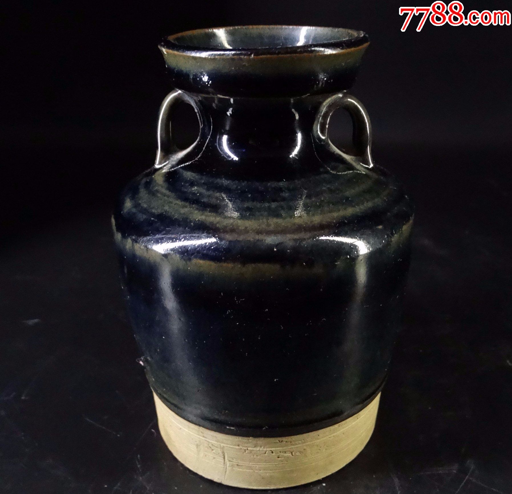 53#古玩古董民国瓶碗盘老货真品收藏包真包老包退清代黑釉双耳壶