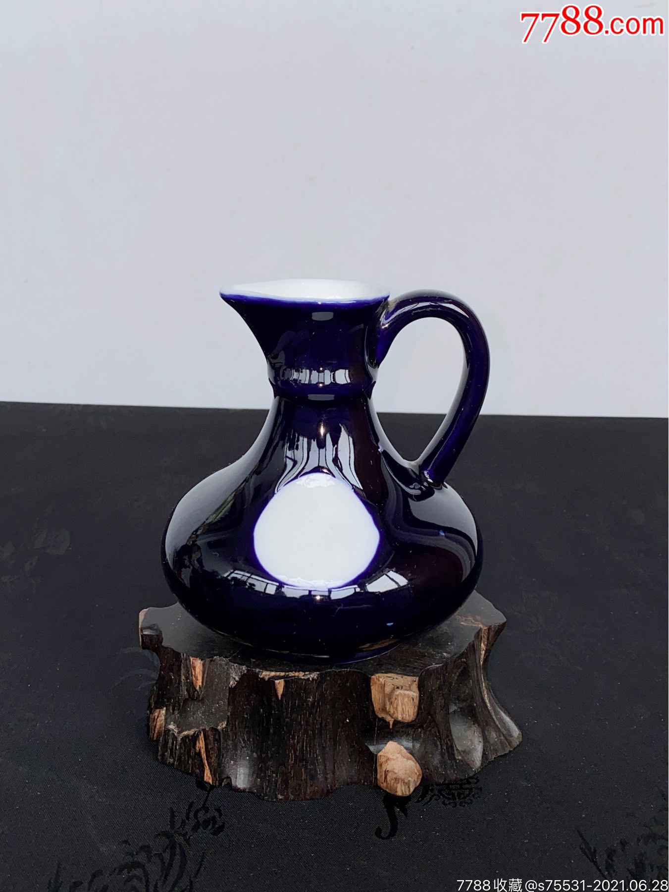 80年代博山陶瓷厂生产出口茄皮紫釉花浇