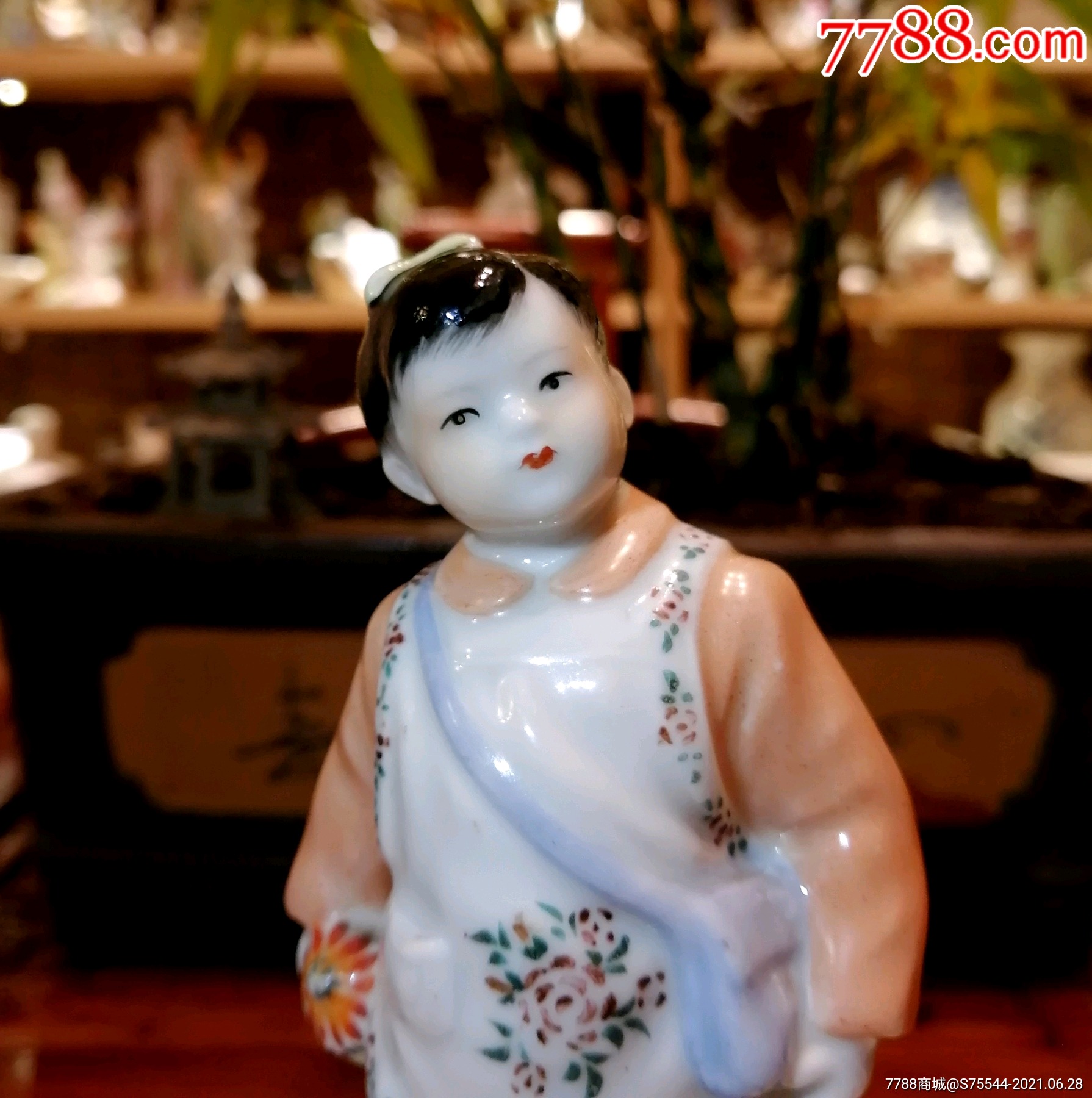 雕塑瓷人物摆件/上学去/景德镇瓷塑(国外回流老摆件)_第2张_7788陶瓷