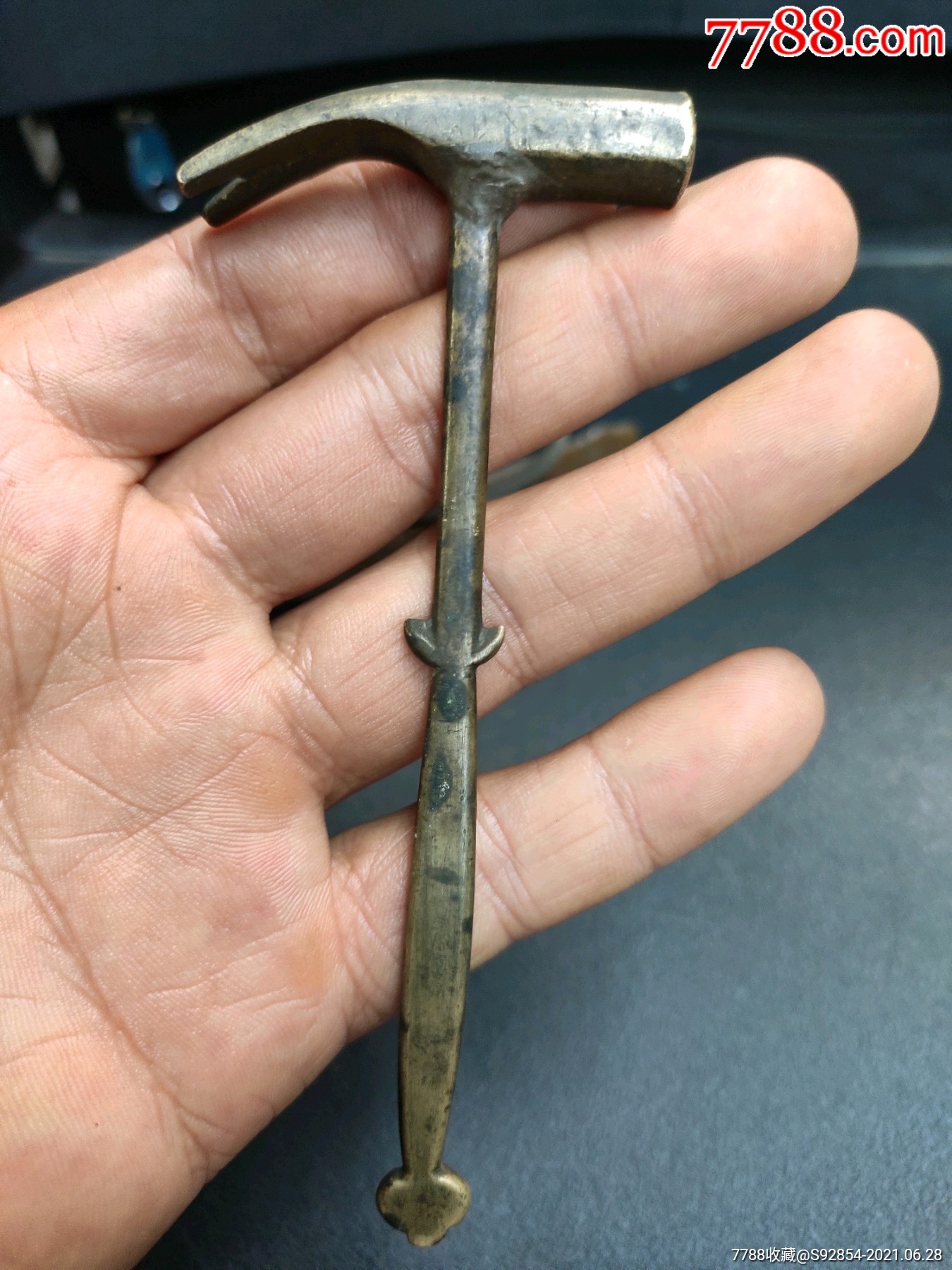 晚清.文房微型铜钉锤