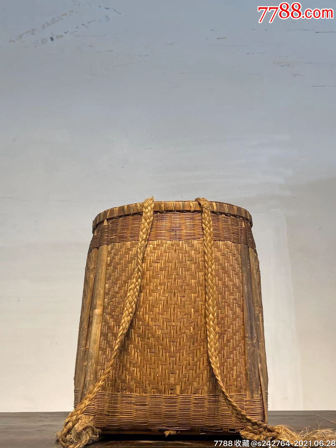 清代竹之器竹编小背篓秀气精致古朴典雅尺寸口36x31高44cm