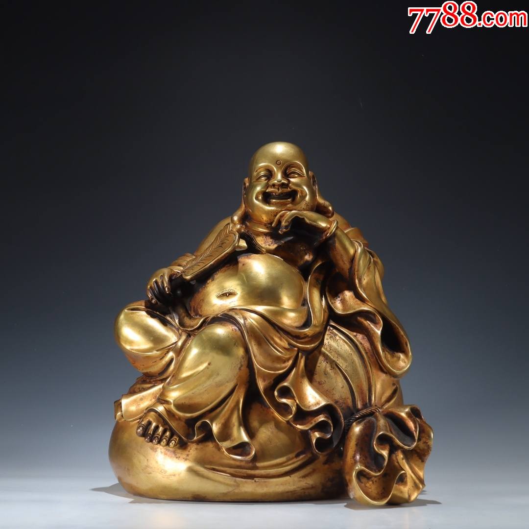 旧藏【铜鎏金弥勒佛造像】_铜像/铜佛像_图片价格_收藏鉴定_7788古币