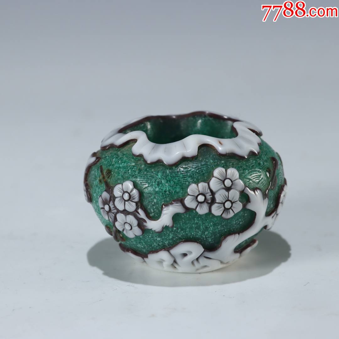 老料器花鸟笔洗