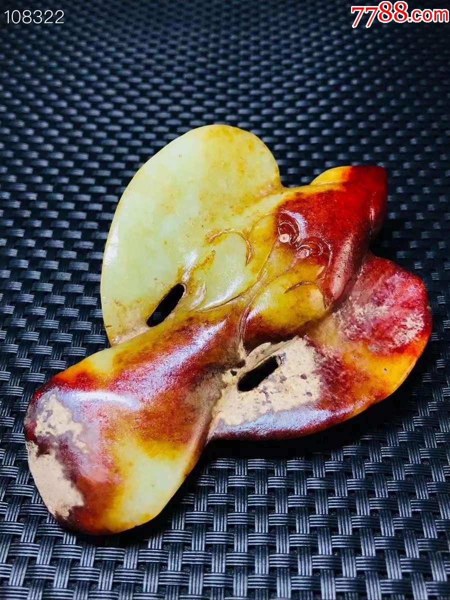 高古玉精雕玄鸟手把件