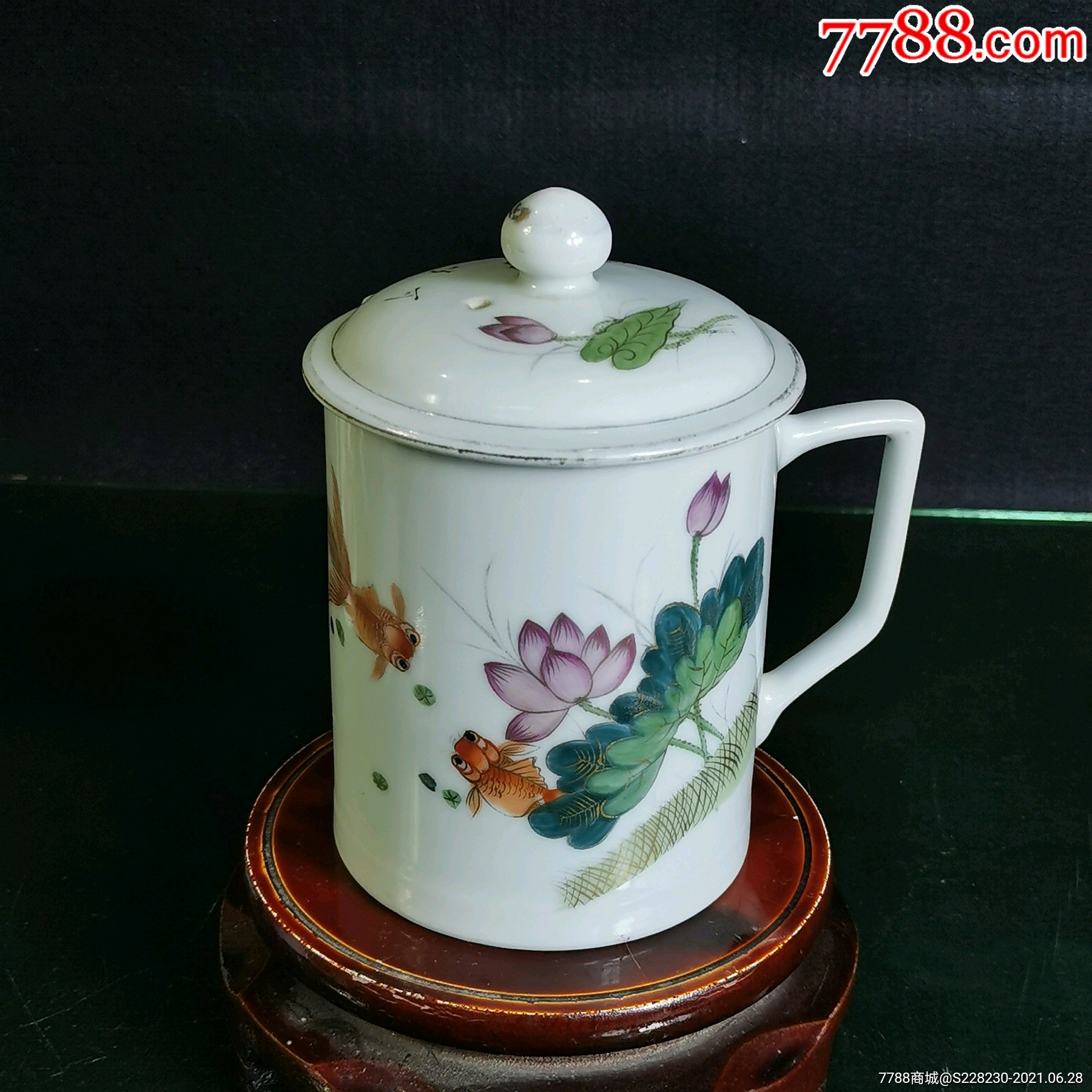 景德镇老厂货,50年代工艺美术合作社,连年有余茶杯