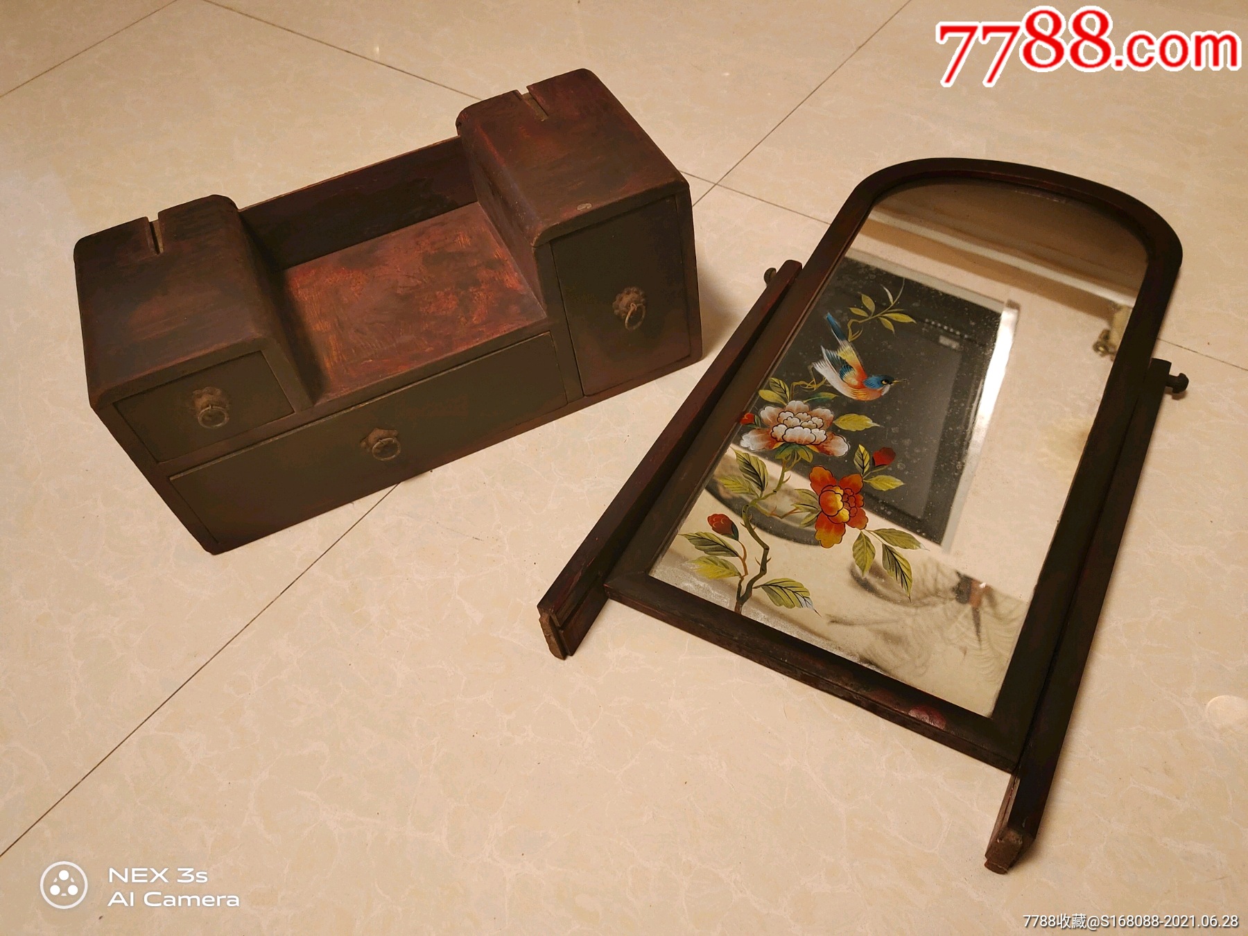 木柜/木橱 >> 民国时期满洲国百年日本古董老梳妆台老梳妆镜老镜子