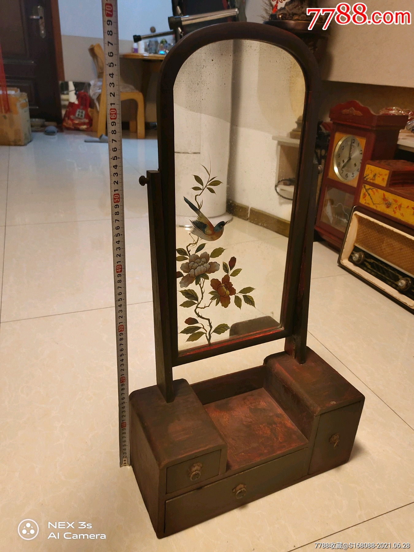 民国时期满洲国百年日本古董老梳妆台老梳妆镜老镜子古董老家具早期民