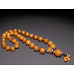 旧藏田黄石圆珠项链