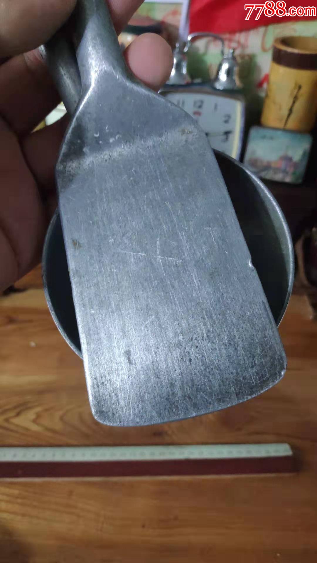 上世纪60-70年代开原牌铝制炒勺饭勺铝勺2只合售民俗老物品.