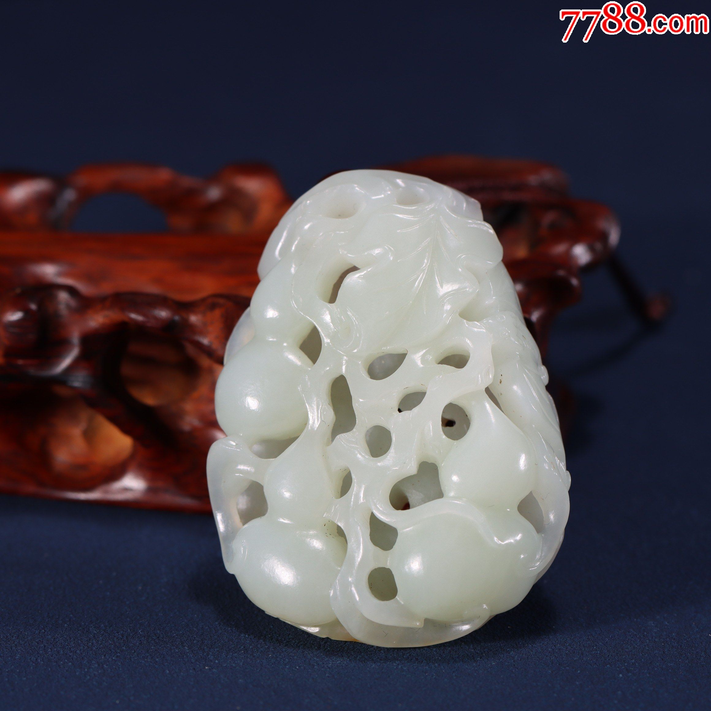 和田玉福禄双全葫芦把件