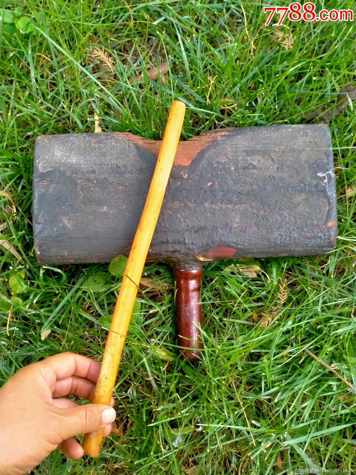 黑古漆包浆清代民间艺人卖豆腐做买卖用的木棒子棒槌敲打工具民俗老