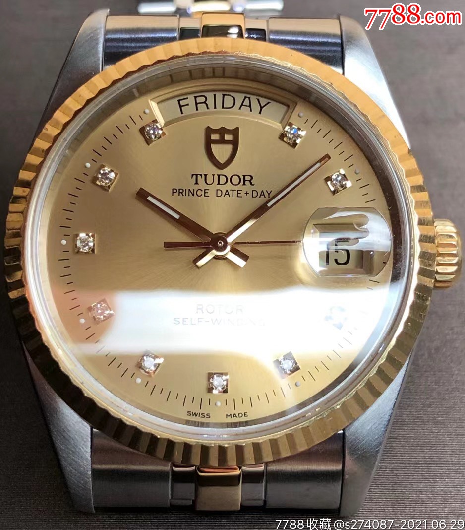 帝舵王子系列76213,表径不含把36mm,18k金牙圈表带,真钻刻度香槟盘面