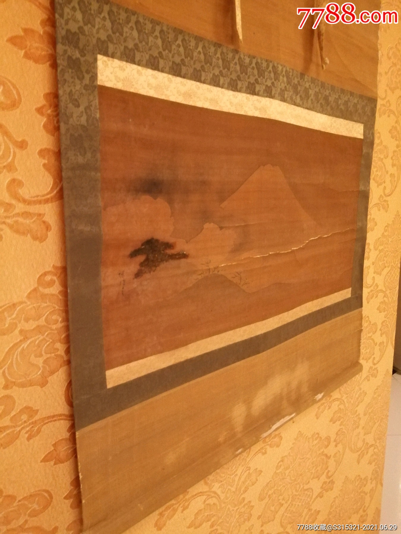 狩野探幽品相如图原装原裱轴头丢失建议者勿拍