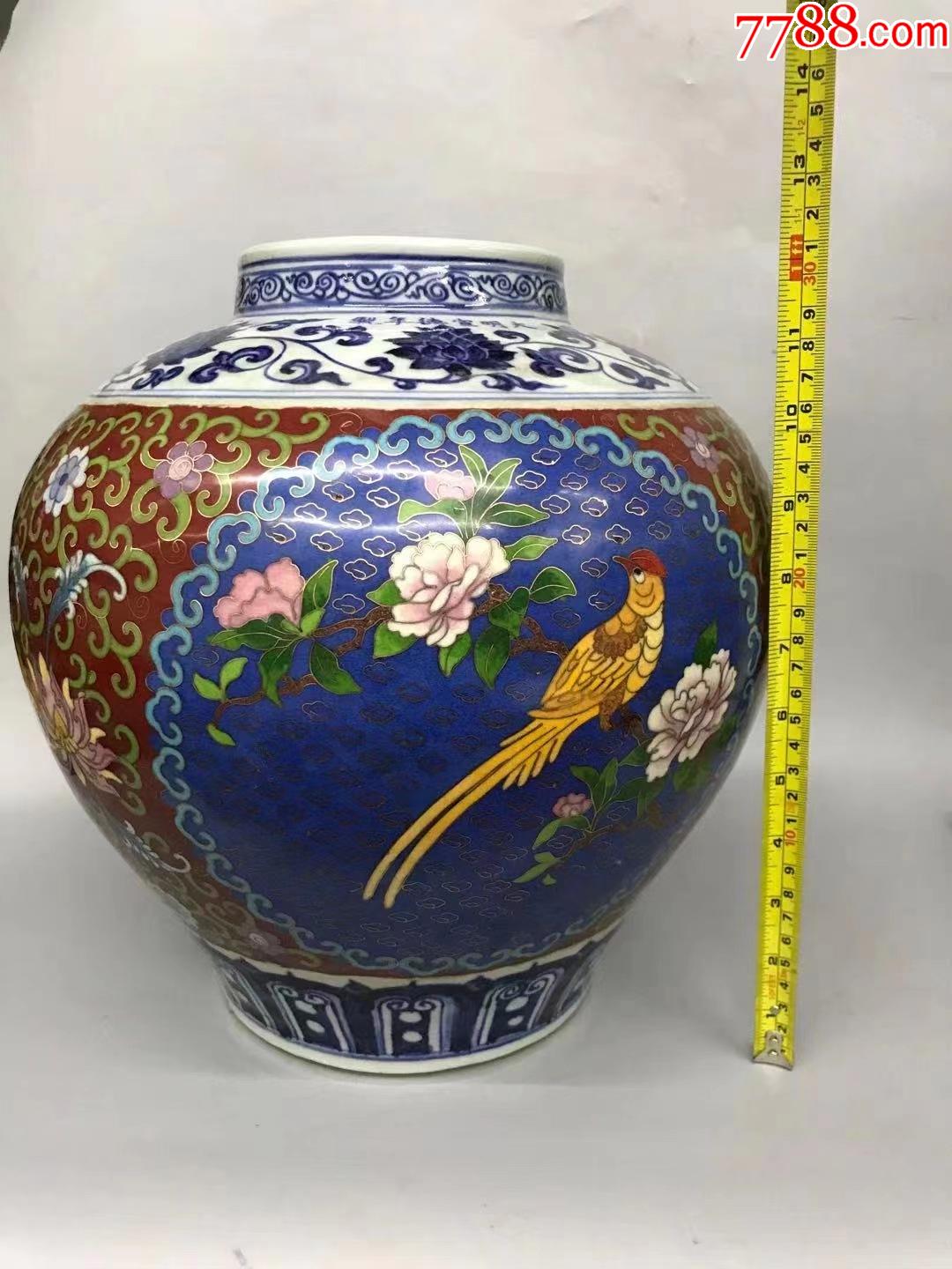 明宣德瓷胎景泰蓝掐丝喜上梅俏罐,罕见精品-景泰蓝/珐琅-7788陶瓷