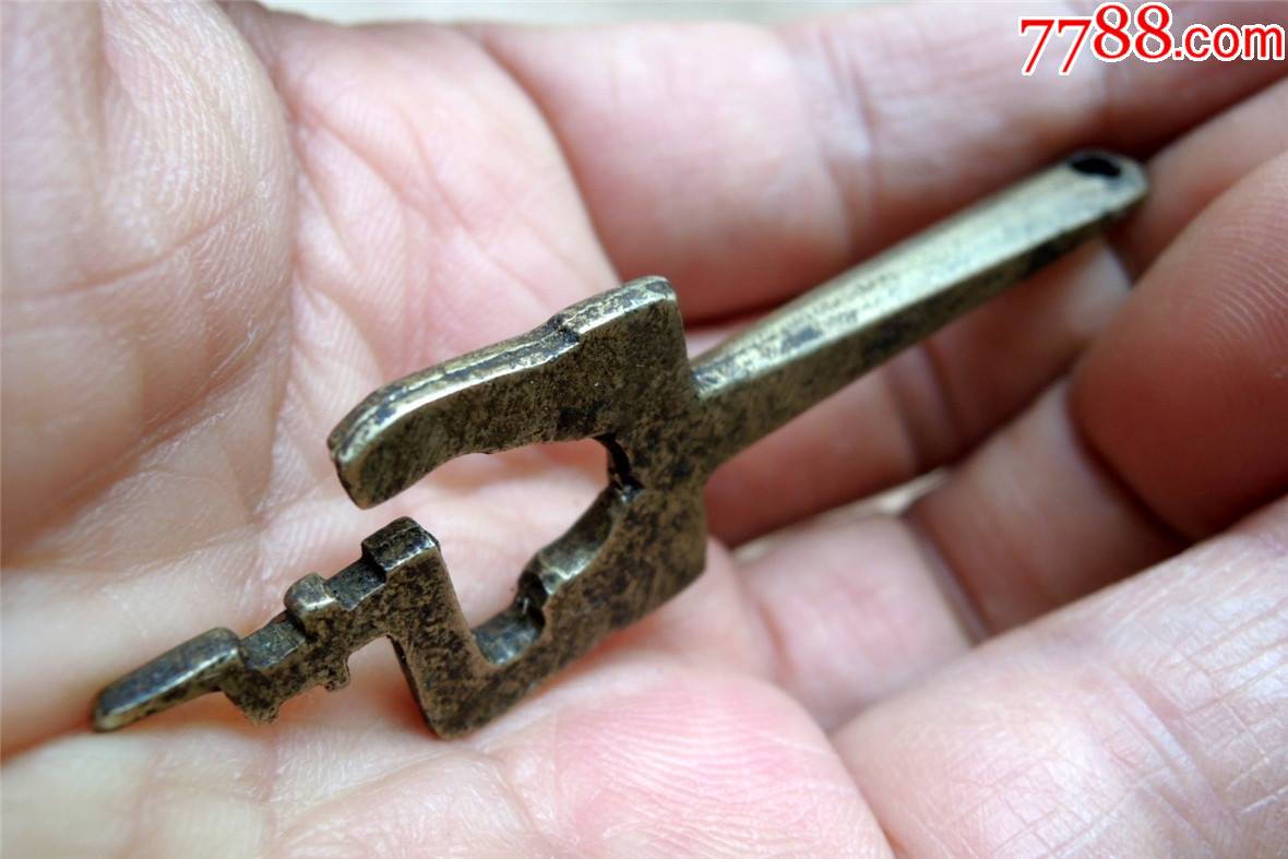 藏锁必备2106b民国边疆异型老式丽江古锁铜钥匙69mm