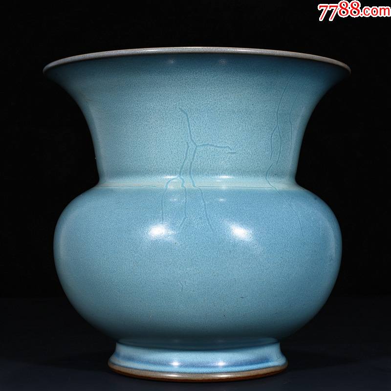 钧窑月白釉渣斗花盆(工艺品)