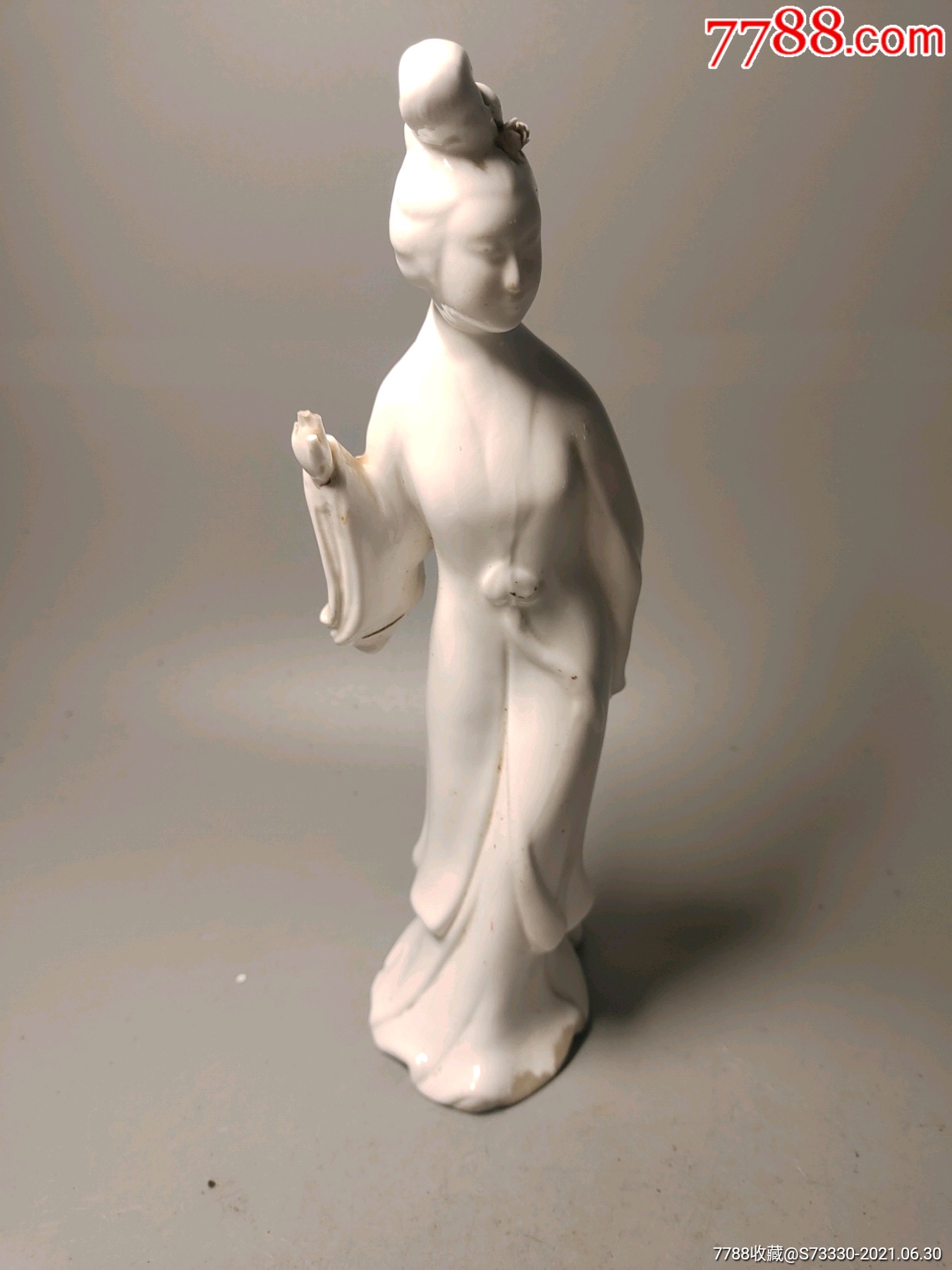 雕塑瓷80年代左右白瓷女仙姑磕