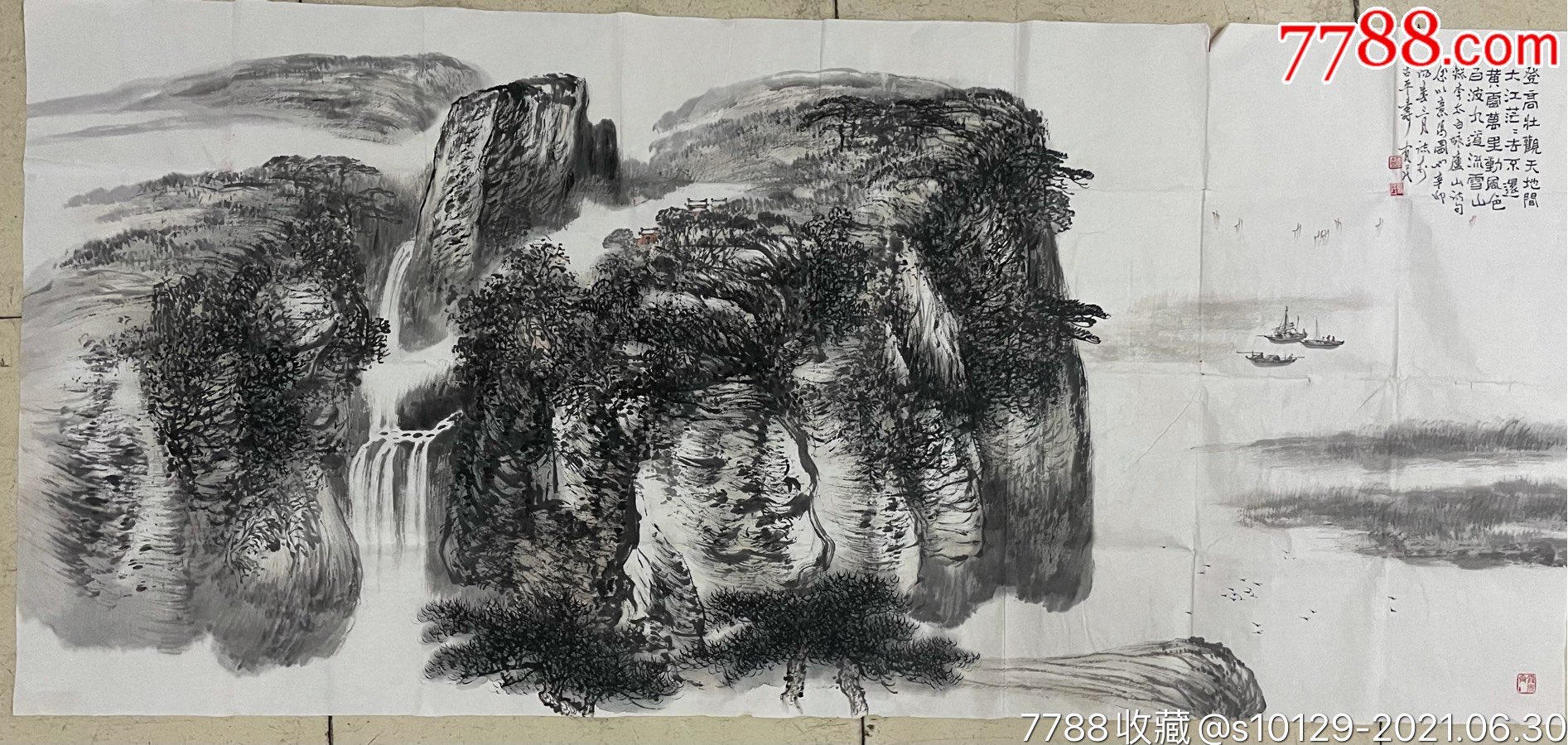 胡有民～潍坊～长178厘米高80_山水国画原作_美丽的梦【7788收藏