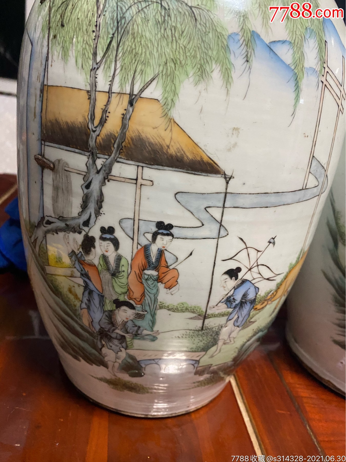 民国名人松月轩人物花瓶一对