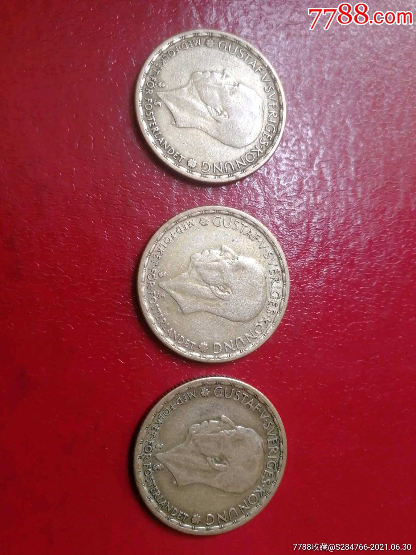 3枚瑞典1克朗银币
