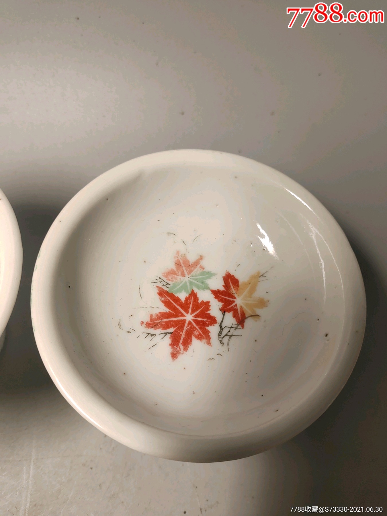 民国瓷,红叶高足杯一对