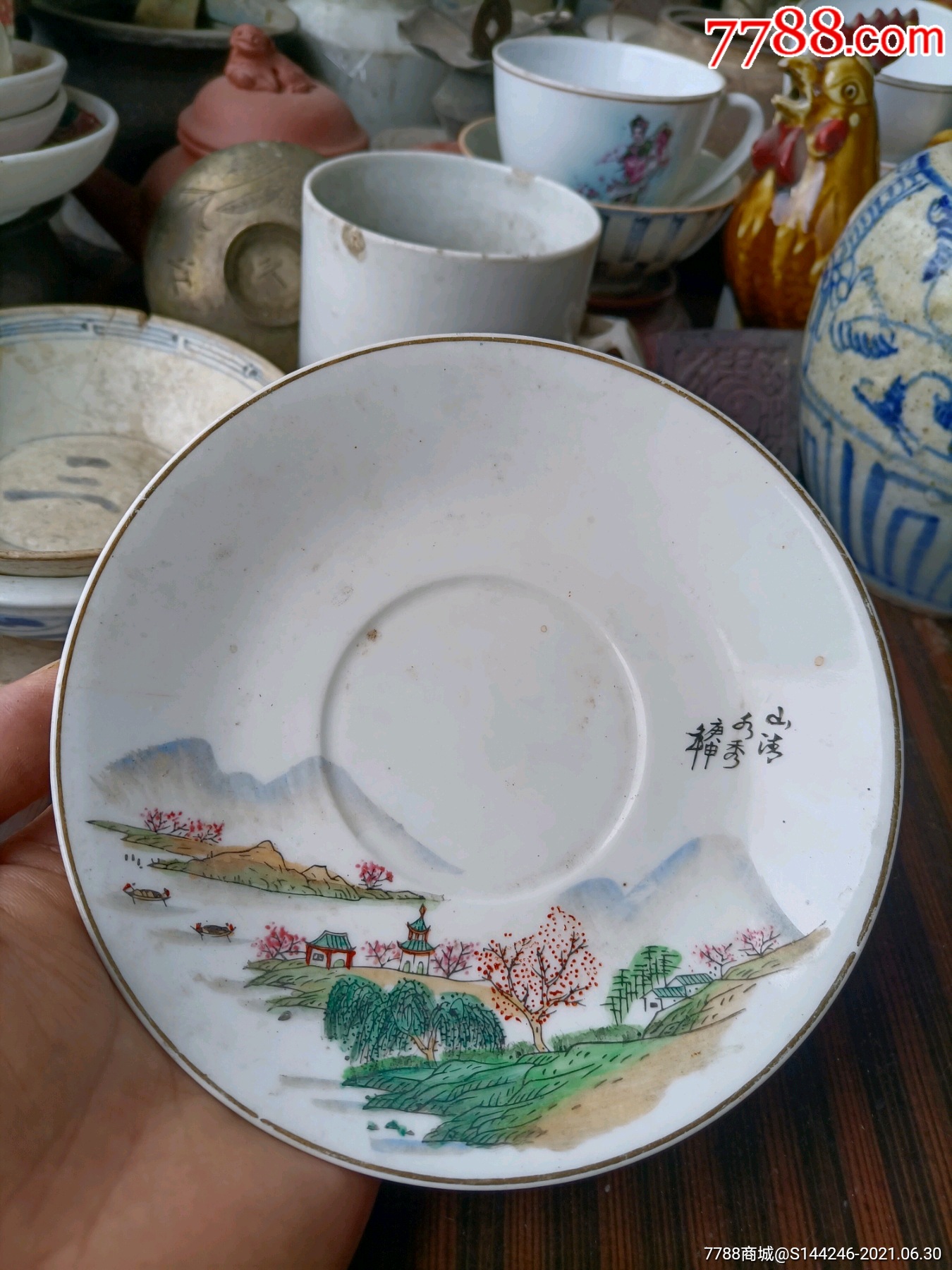 80年广东高坡手绘瓷盘