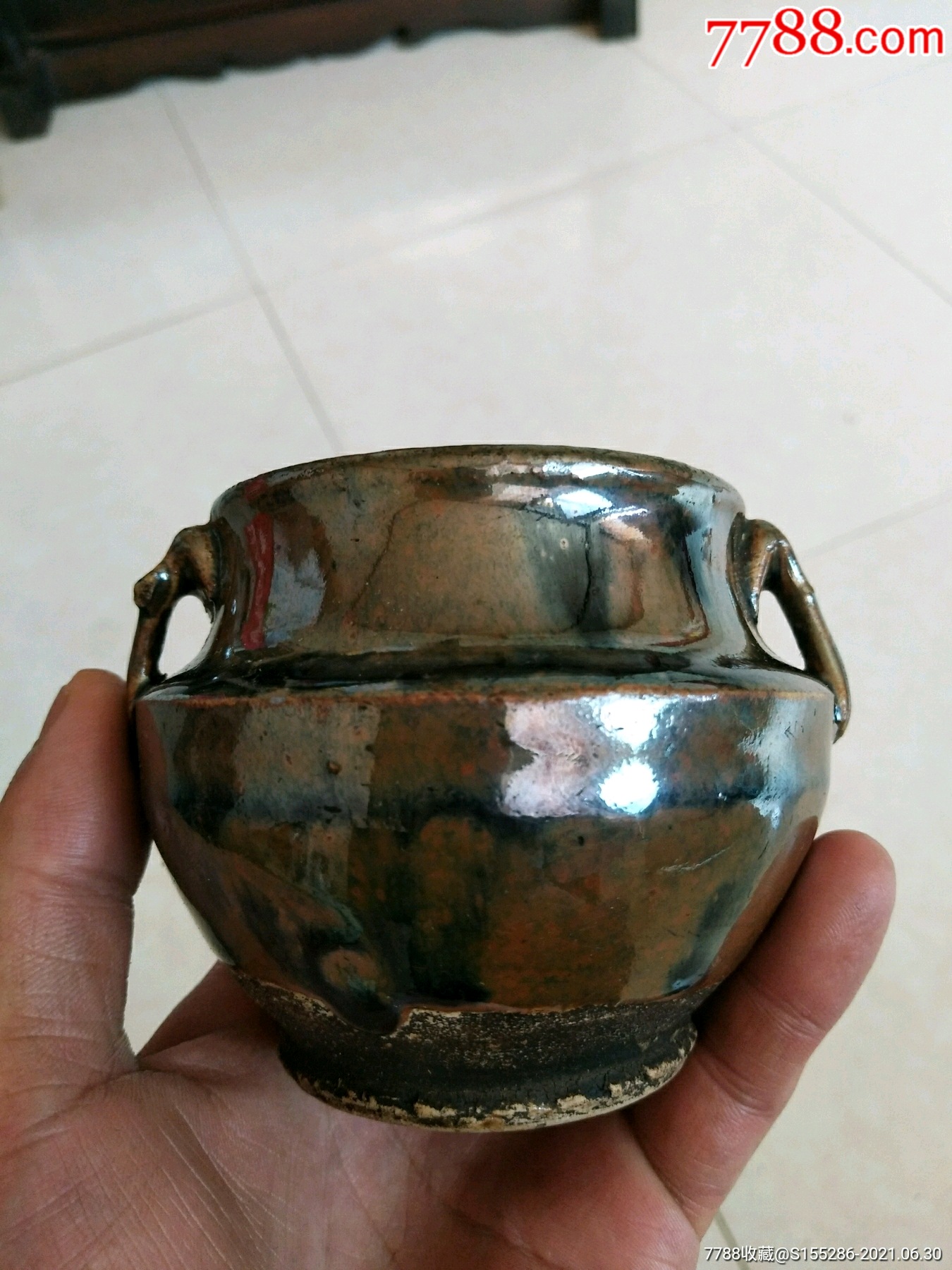 5品99明代紫金釉小罐,高12厘米,口径7.