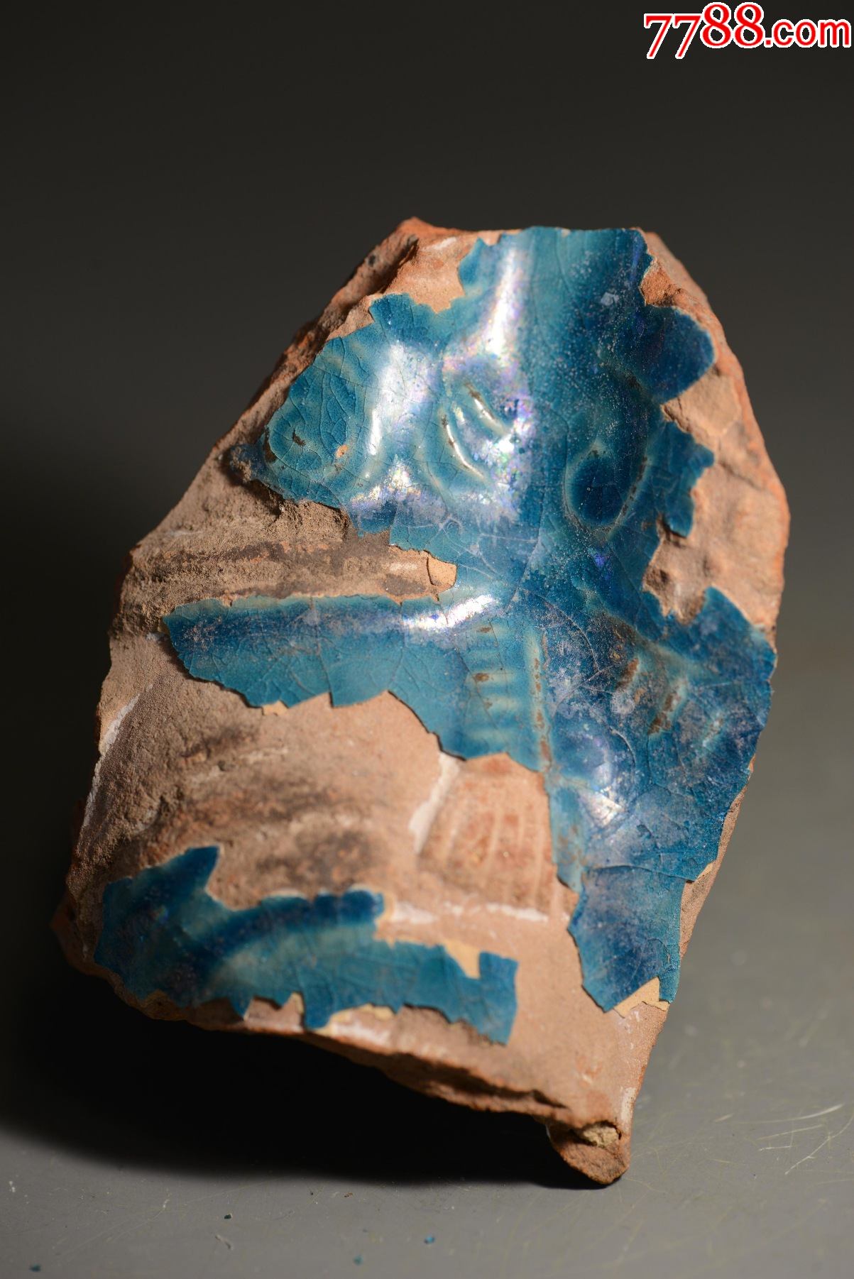 唐宋琉璃观音佛手造像孔雀蓝法华博物馆科研教学考古发掘7*5.2厘米