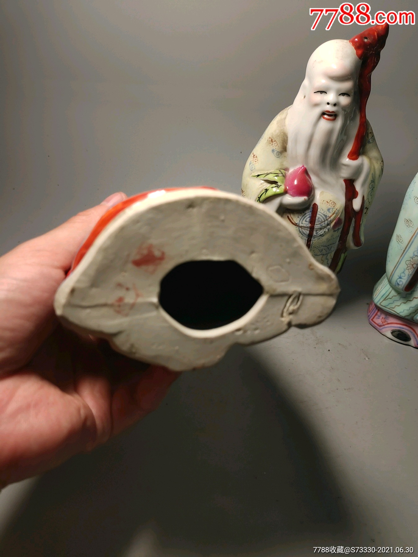 七八十年代,景德镇雕塑瓷厂.粉彩福禄寿三星瓷塑