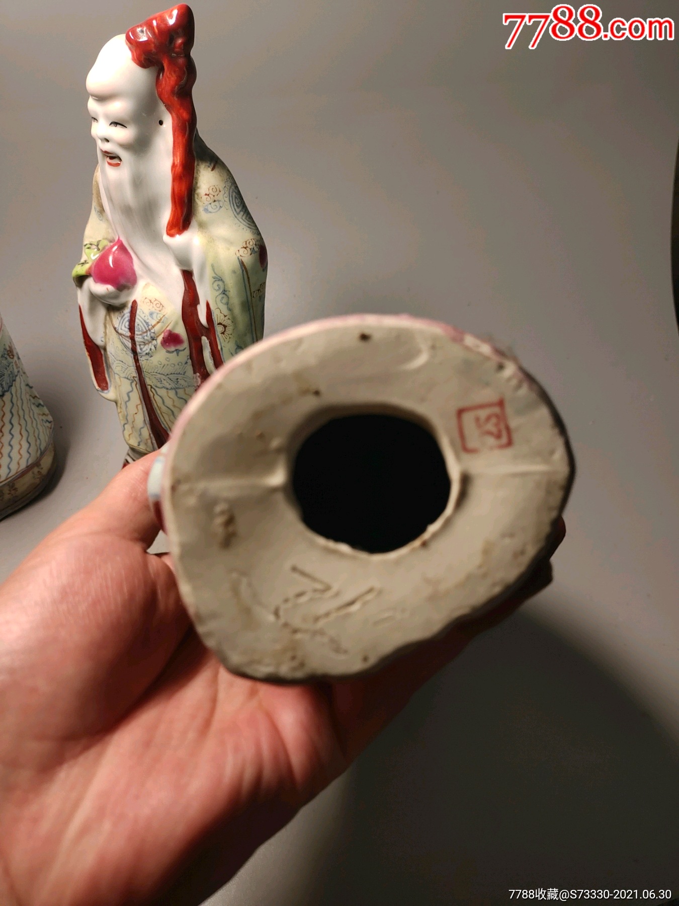 七八十年代,景德镇雕塑瓷厂.粉彩福禄寿三星瓷塑