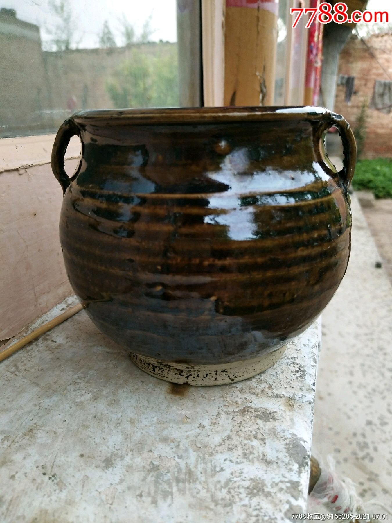 元代酱釉双系小罐高11厘米口径105厘米品相完整釉水发色一流包老包真