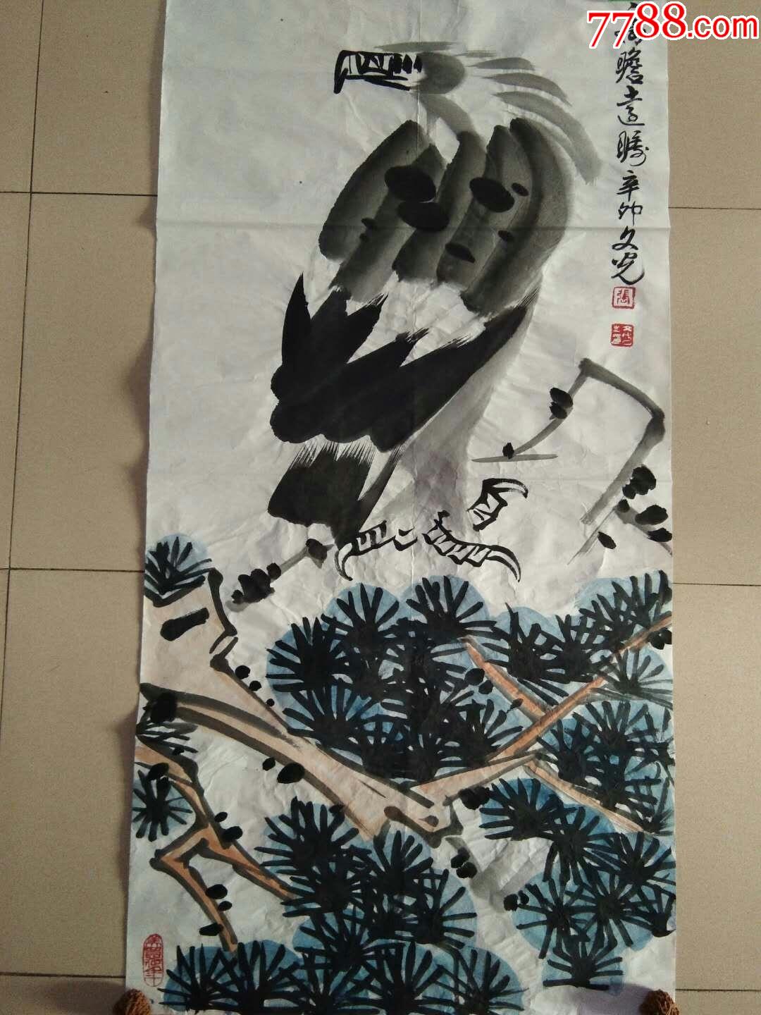 中国美协青岛著名书画家张文光精美大写意画作《松鹤延年》