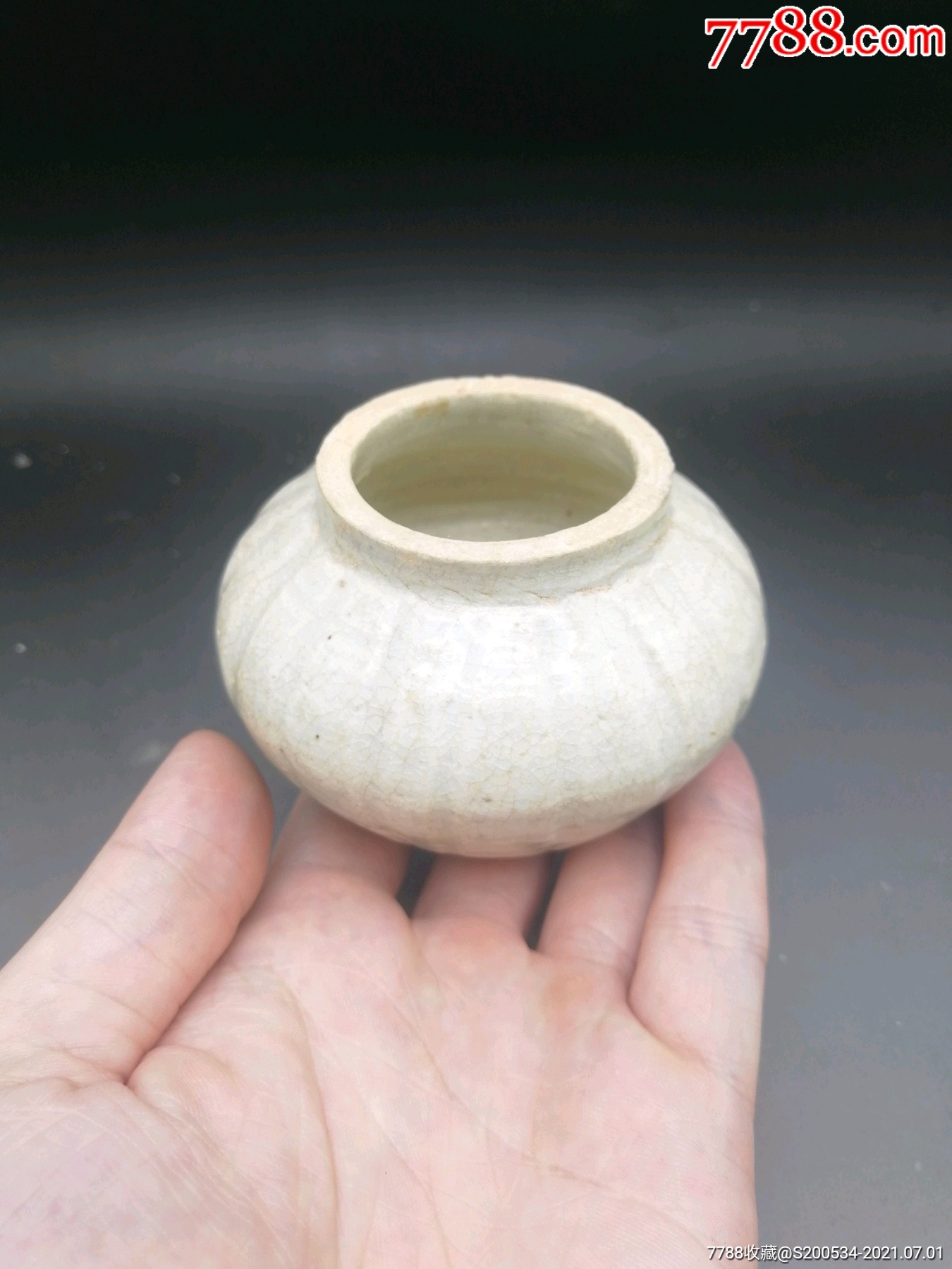 古玩收藏古董宋瓷高古老窑文房书法水盂礼品摆件升值精美宋代影青白瓷